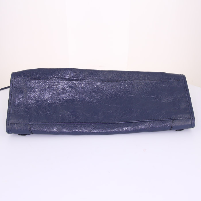 Balenciaga Classic City handbag in navy blue leather - Detail D6