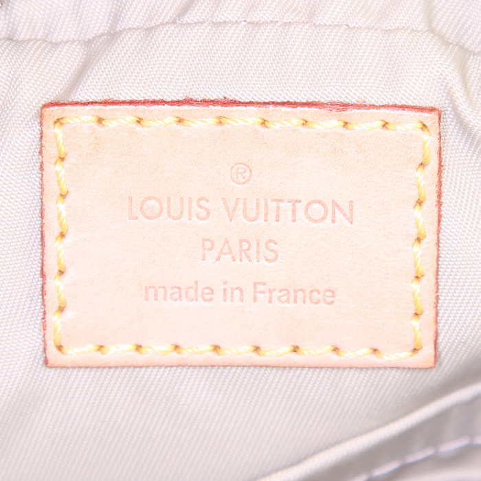 Louis Vuitton Geant Citadin shoulder bag in grey canvas and natural leather - Detail D3