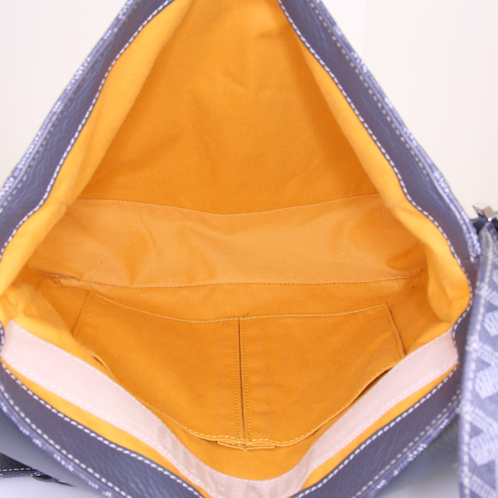 Sac bandoulière Goyard en toile monogram enduite grise et cuir gris - Detail D2