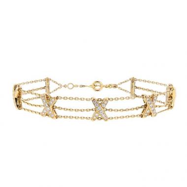Bracelet souple Chaumet Lien en or jaune et diamants