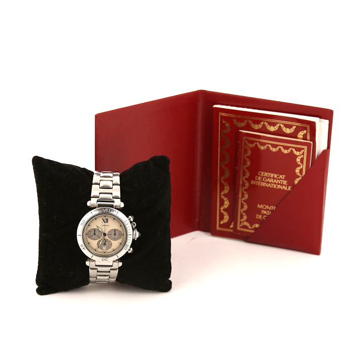 Reloj Cartier Pasha Chrono de acero - Detail D2