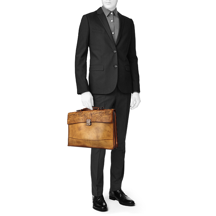 Berluti Ecritoire briefcase in brown leather - Detail D1