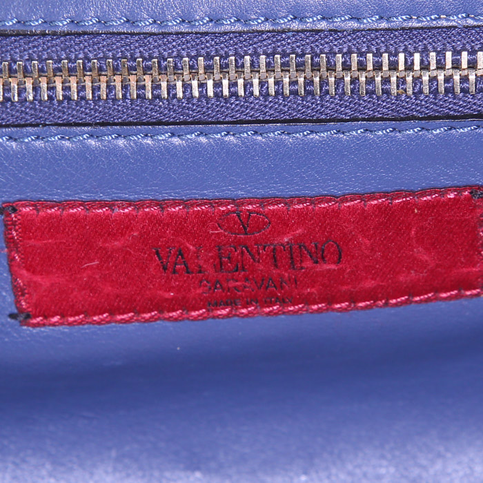 Valentino Garavani Rockstud small model shoulder bag in blue leather - Detail D4