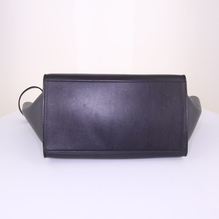 Bolso de mano Celine Trapeze en cuero marrón, gris y azul oscuro - Detail D5