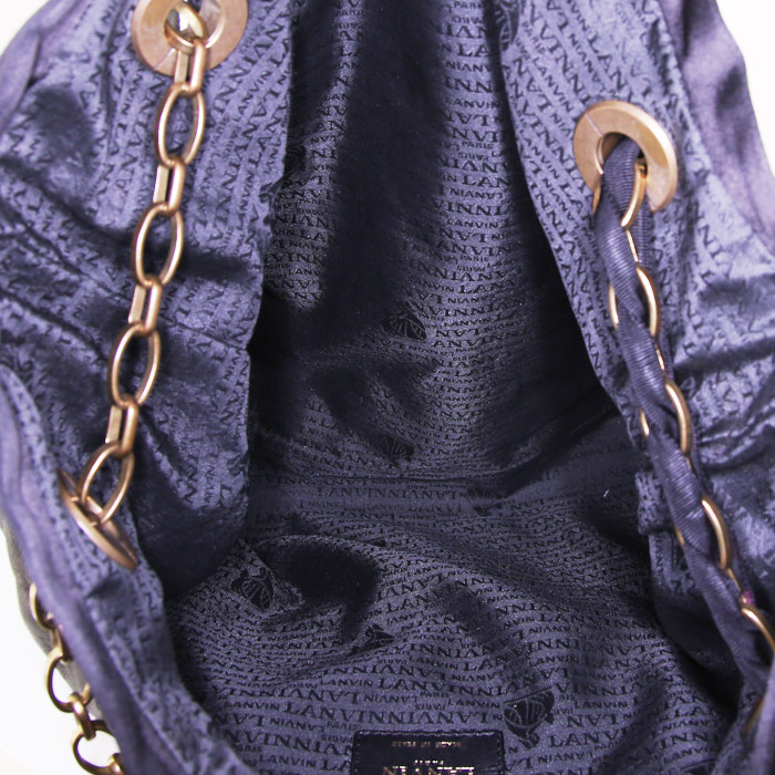 Lanvin Happy large model shopping bag in black quilted leather - Detail D2