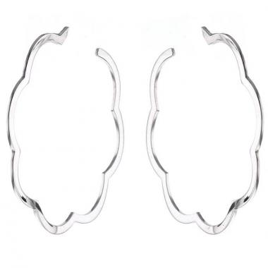 Orecchini a cerchio Chanel Profil de Camélia in oro bianco