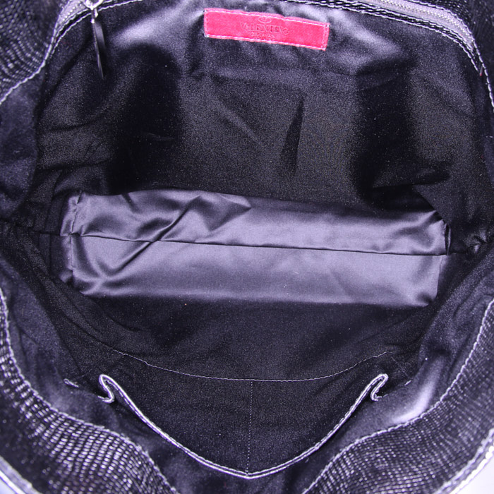 Borsa Valentino Garavani in coccodrillo e pitone nero - Detail D3