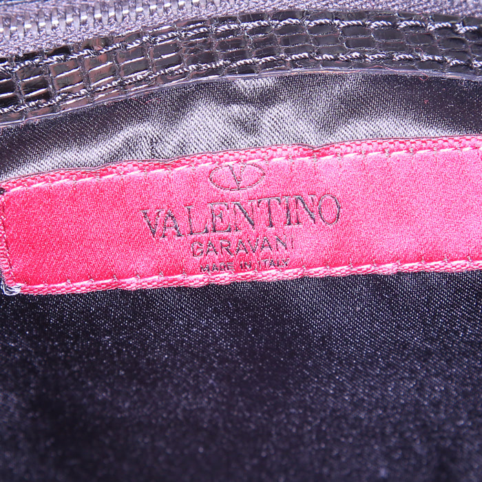 Borsa Valentino Garavani in coccodrillo e pitone nero - Detail D4