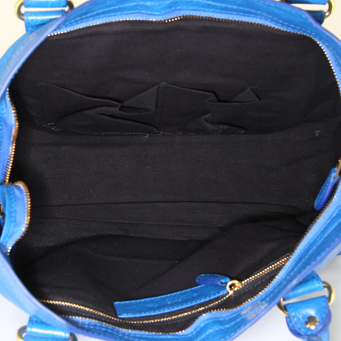 Balenciaga Classic City handbag in blue leather - Detail D2