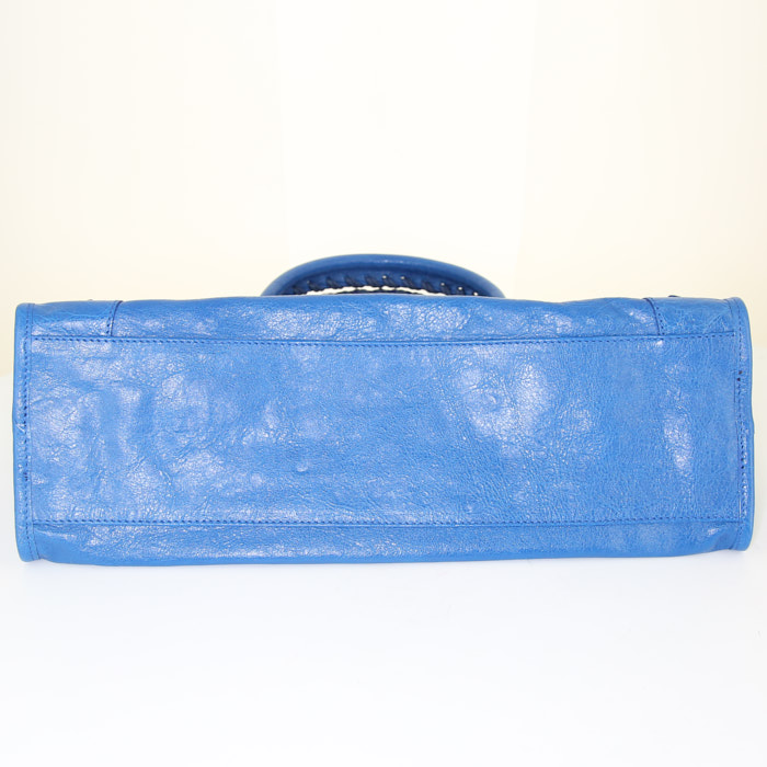 Balenciaga Classic City handbag in blue leather - Detail D4