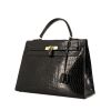 Hermes Kelly 32 cm handbag in black crocodile - 00pp thumbnail