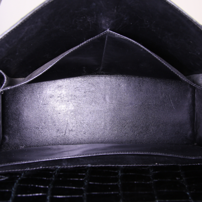 Borsa Hermes Kelly 32 cm in coccodrillo nero - Detail D2