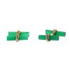 Cartier Trinity pair of cufflinks in 3 golds and chrysoprase - 00pp thumbnail
