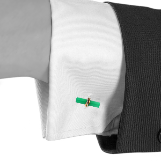 Cartier Trinity pair of cufflinks in 3 golds and chrysoprase - Detail D1