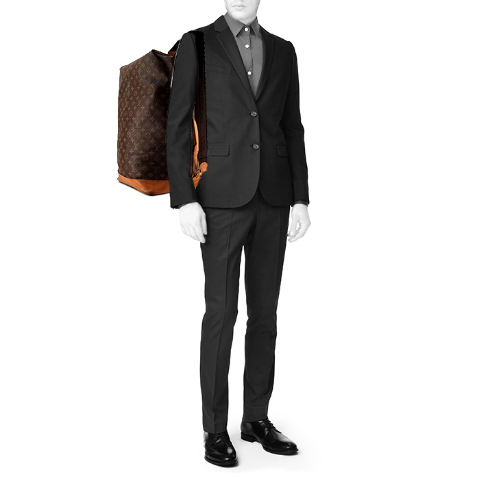 Bolsa de viaje Louis Vuitton Marin - Travel Bag en lona Monogram marrón y cuero natural - Detail D1