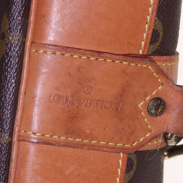 Bolsa de viaje Louis Vuitton Marin - Travel Bag en lona Monogram marrón y cuero natural - Detail D3