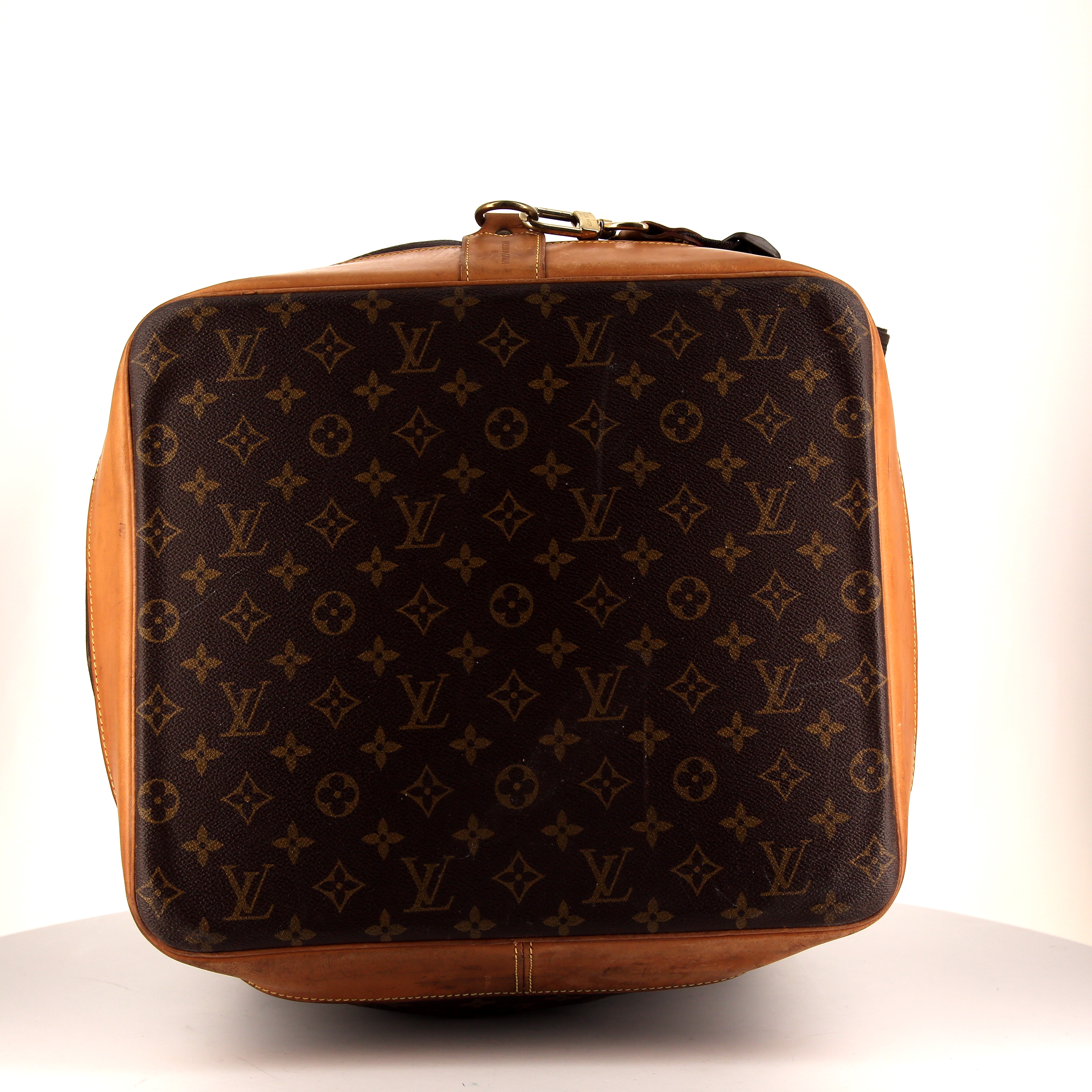 Bolsa de viaje Louis Vuitton Marin - Travel Bag en lona Monogram marrón y cuero natural - Detail D4
