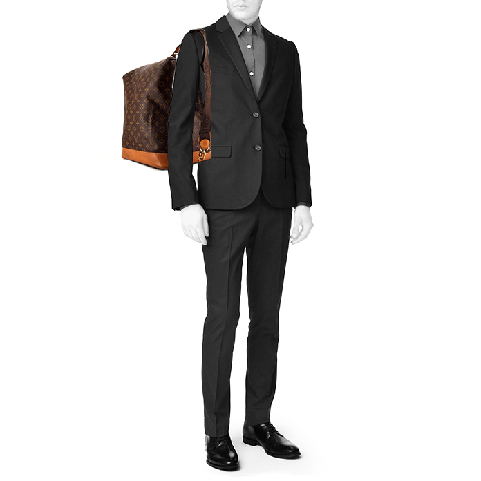 Sac de voyage Louis Vuitton Marin - Travel Bag en toile monogram marron et cuir naturel - Detail D1