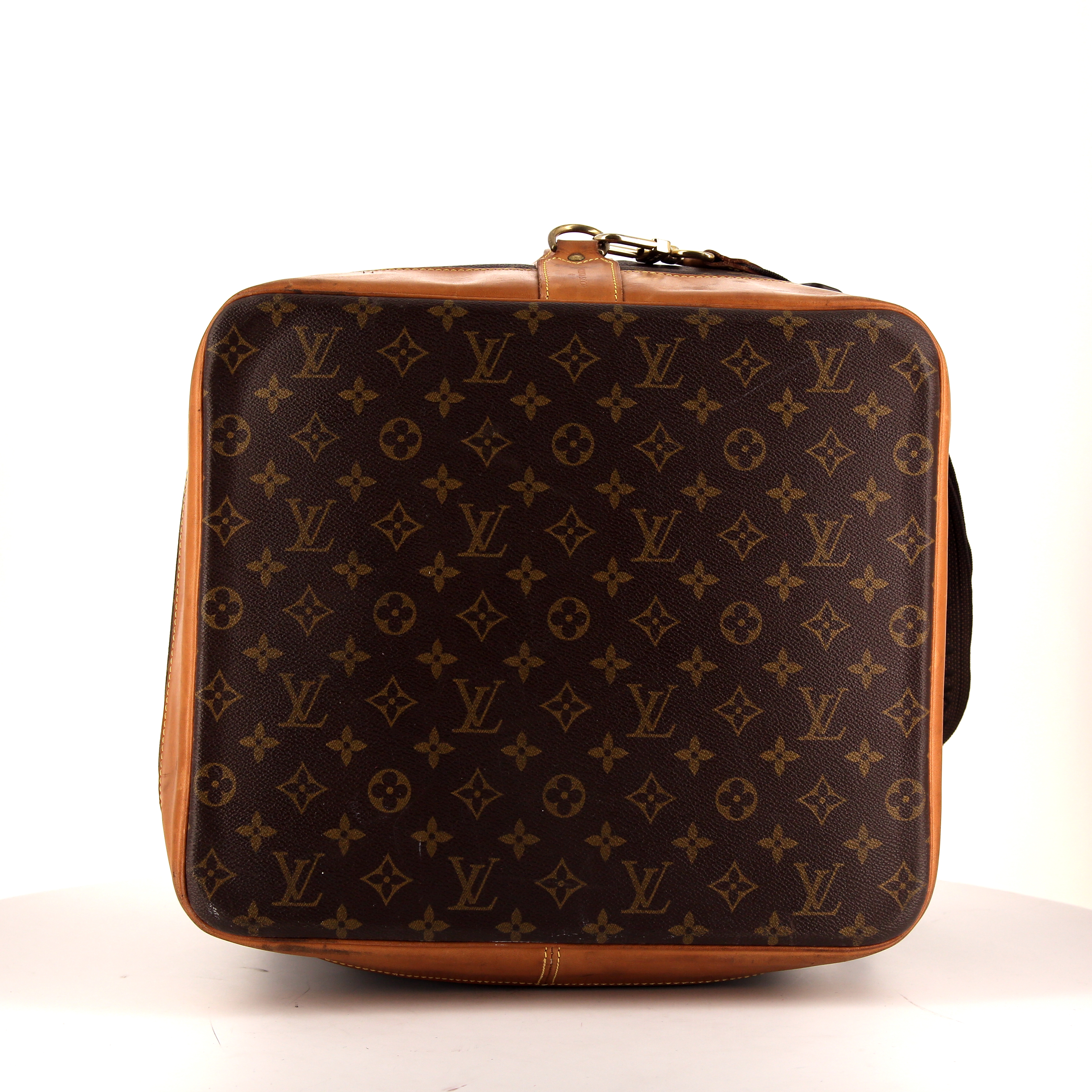 Sac de voyage Louis Vuitton Marin - Travel Bag en toile monogram marron et cuir naturel - Detail D4