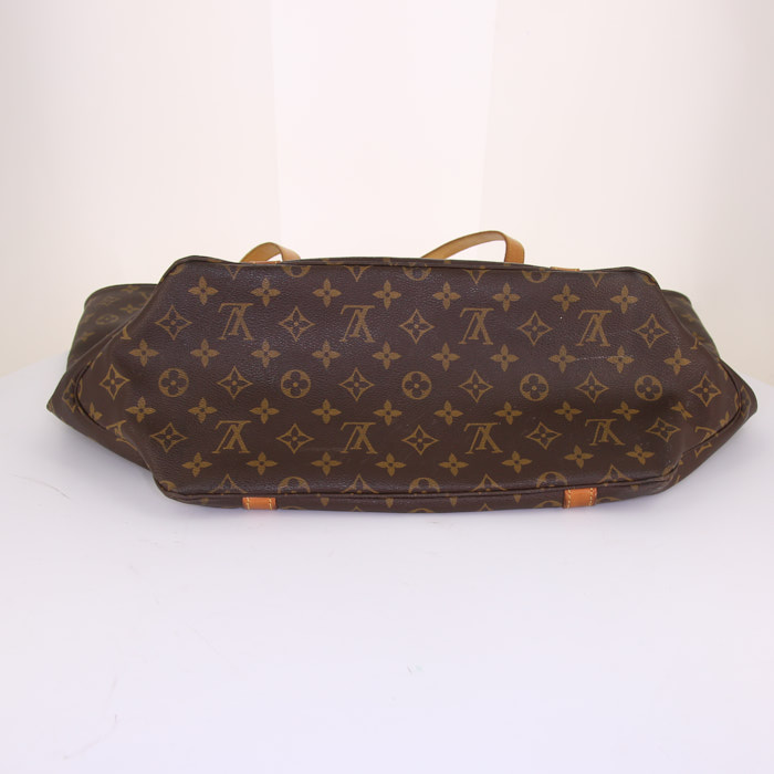 Sac cabas Louis Vuitton Babylone en toile monogram et cuir naturel - Detail D4