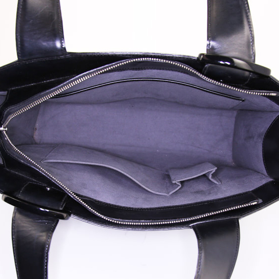 Louis Vuitton Gemeaux shopping bag in black epi leather - Detail D2