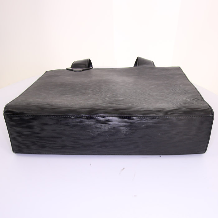 Louis Vuitton Gemeaux shopping bag in black epi leather - Detail D4