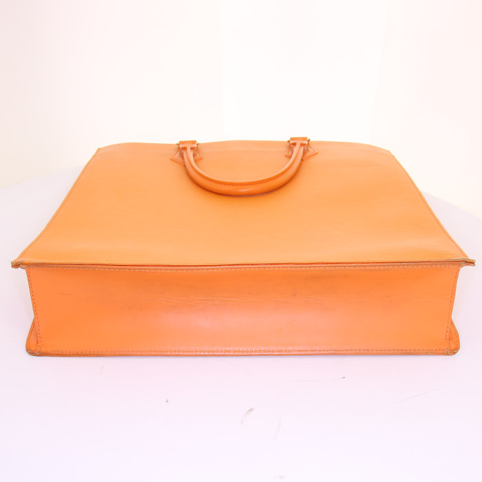 Louis Vuitton Louis Vuitton Sac Plat shopping bag in orange epi leather - Detail D4