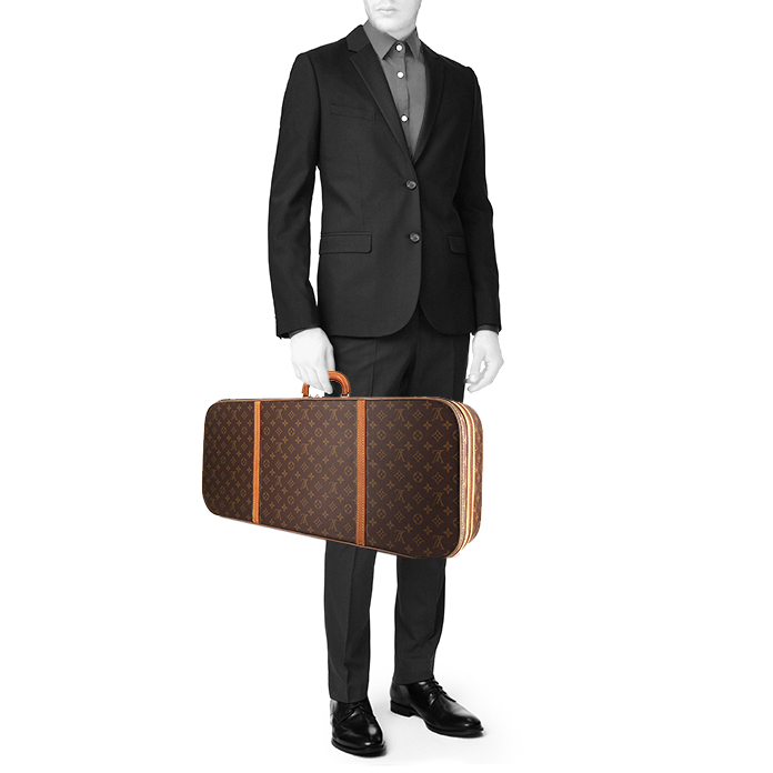 Bolsa de viaje Louis Vuitton en lona Monogram revestida marrón y cuero natural - Detail D2