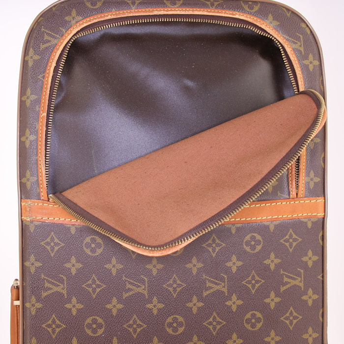 Louis Vuitton tennis racket case in brown monogram canvas and natural leather - Detail D4