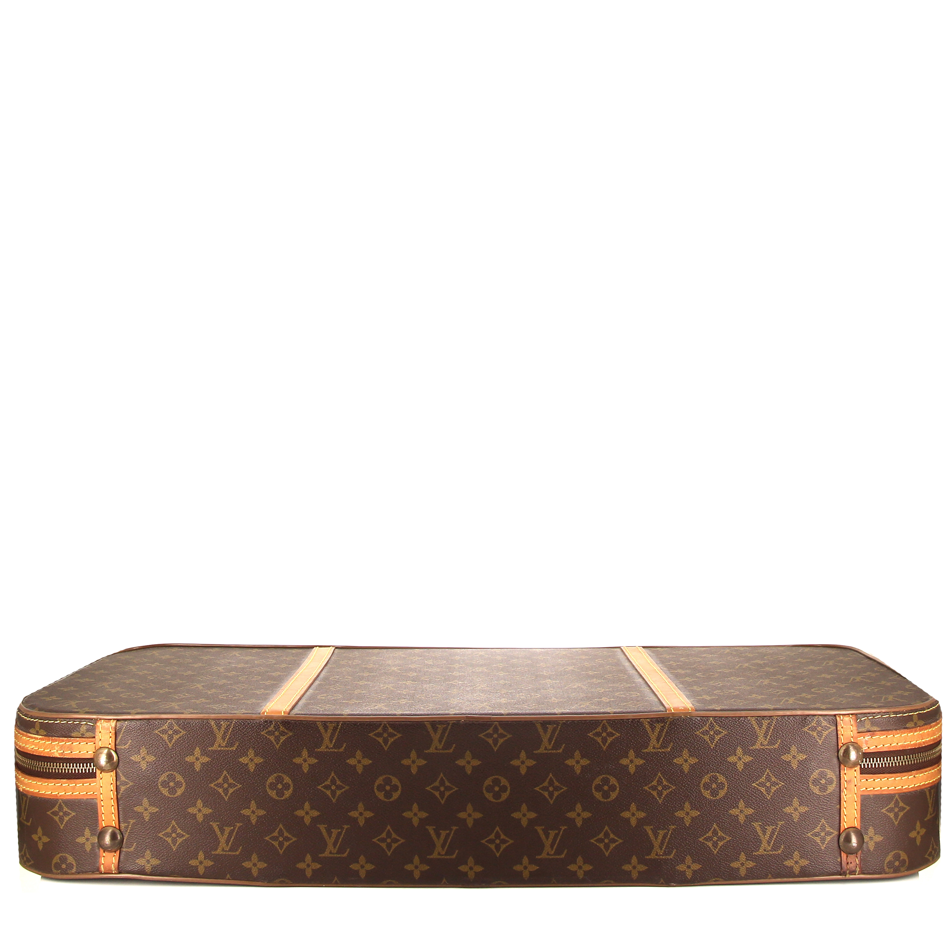 Bolsa de viaje Louis Vuitton en lona Monogram revestida marrón y cuero natural - Detail D5