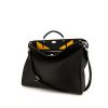 Borsa a tracolla Fendi Peekaboo Selleria in pelle martellata nera - 00pp thumbnail