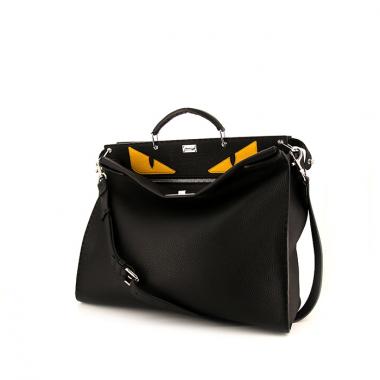 Bolso bandolera Fendi Peekaboo Selleria en cuero granulado negro