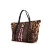 Shopping bag Dolce & Gabbana in tela marrone e nera con stampa leopardata - 00pp thumbnail
