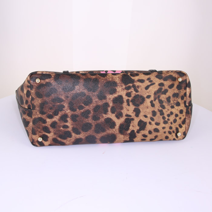 Shopping bag Dolce
Gabbana in tela marrone e nera con stampa leopardata - Detail D4