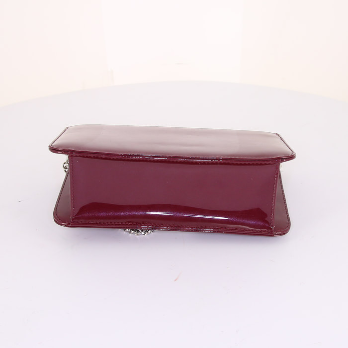 Dior Miss Dior Promenade shoulder bag in burgundy patent leather - Detail D4