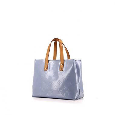 Borsa Louis Vuitton Reade modello piccolo in pelle verniciata monogram blu e pelle naturale