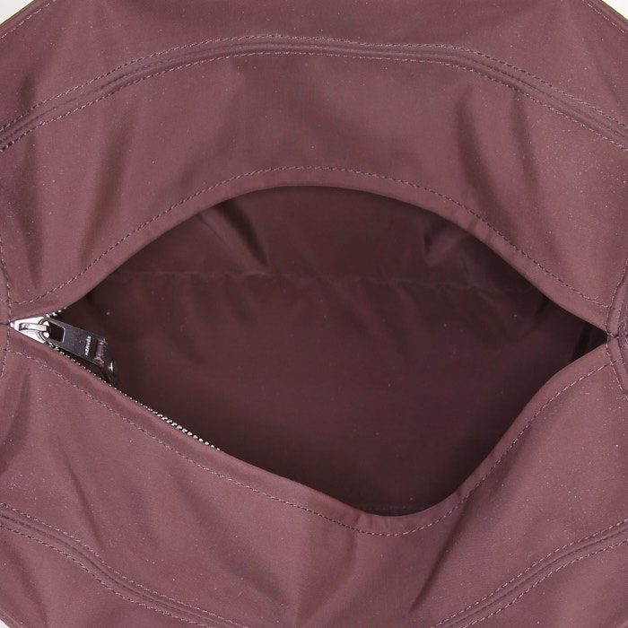 Hermes Acapulco handbag in brown canvas and brown leather - Detail D2