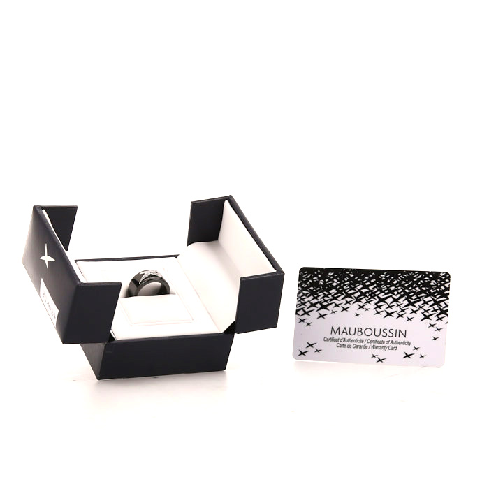 Sortija Mauboussin L'Etoile du Démon en cerámica negra,  oro blanco y diamantes - Detail D2