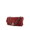 Chanel Timeless Maxi Jumbo handbag in burgundy quilted leather and burgundy canvas - 00pp thumbnail