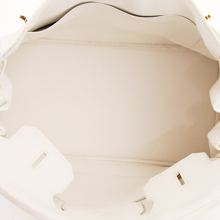 Bolso de mano Hermes Birkin 35 cm en cuero togo blanco - Detail D2
