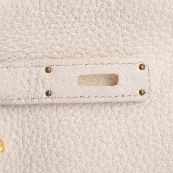 Borsa Hermes Birkin 35 cm in pelle togo bianca - Detail D4