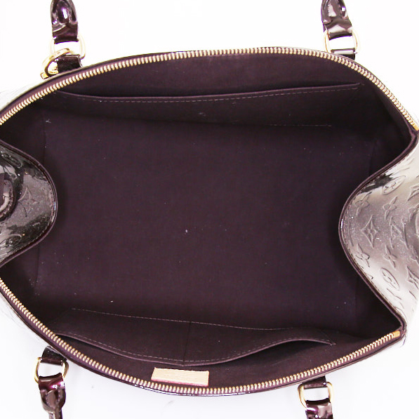 Sac porté épaule ou main Louis Vuitton Sheerwood en cuir vernis monogram bordeaux - Detail D2