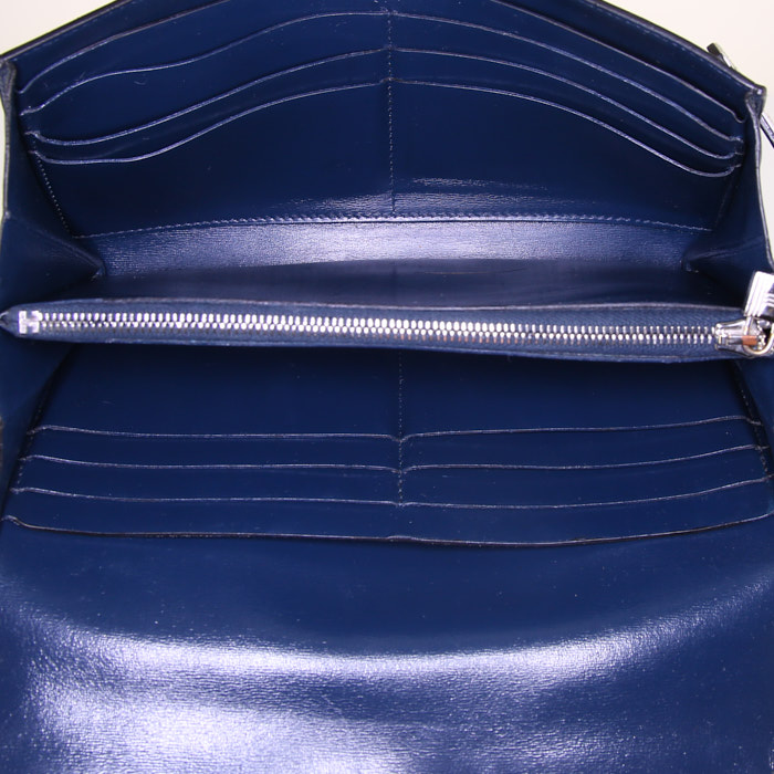 Portafogli Hermès Kelly in pelle box blu marino - Detail D2