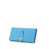 Billetera Hermès Béarn en cuero granulado azul - 00pp thumbnail