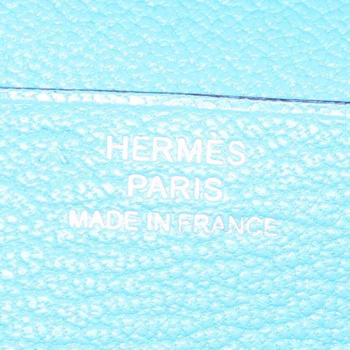 Portafogli Hermès Béarn in pelle martellata blu - Detail D3