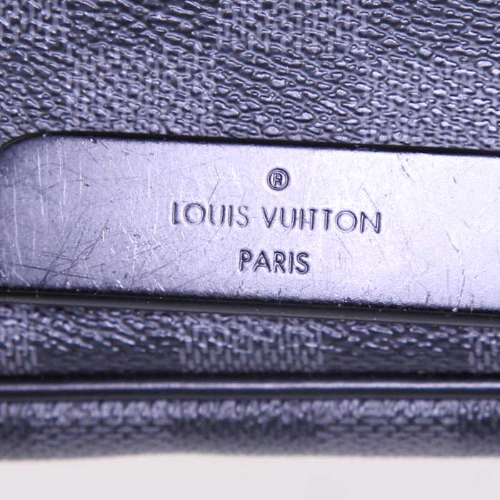 Bolso bandolera Louis Vuitton Bastille en lona a cuadros y cuero negro - Detail D3