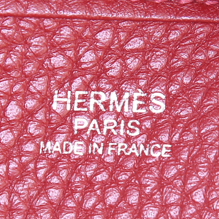 Bolso bandolera Hermes Evelyne modelo pequeño en cuero togo color burdeos - Detail D3