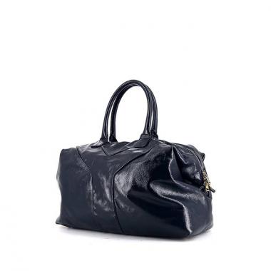 Borsa Yves Saint Laurent Easy in pelle verniciata blu marino
