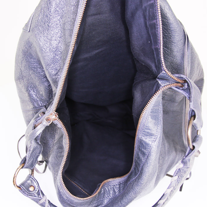 Bolso de mano Balenciaga Day en cuero gris - Detail D2