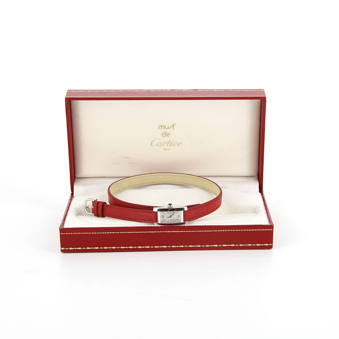 Montre Cartier Mini Tank en or blanc Ref: 2544 Vers  2000 - Detail D2